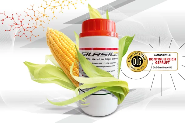 Produktverpackung Dose SILASIL.ENERGY mit Maiskolben und DLG-Qualitätssiegel