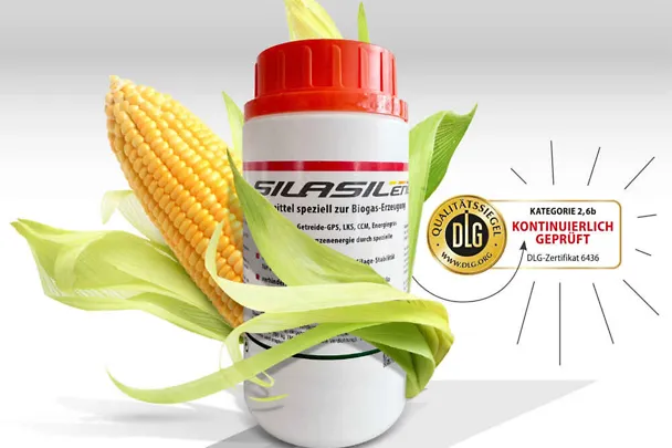 Produktverpackung Dose SILASIL.ENERGY mit Maiskolben und Qualitätssiegel Produktverpackung Dose SILASIL.ENERGY mit Maiskolben und Qualitätssiegel