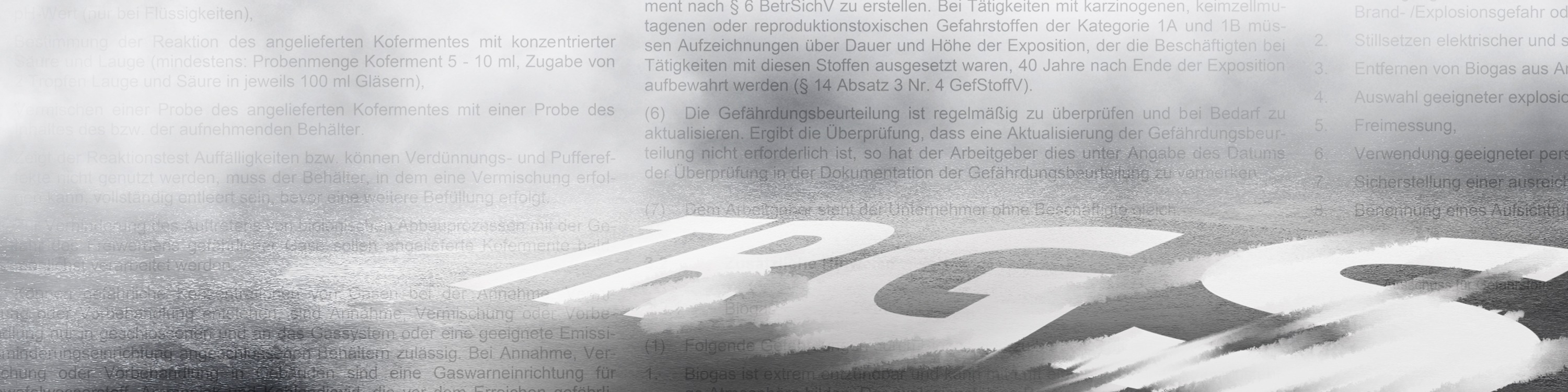 Grafische Darstellung Schriftzug TRGS in grau Grafische Darstellung Schriftzug TRGS in grau